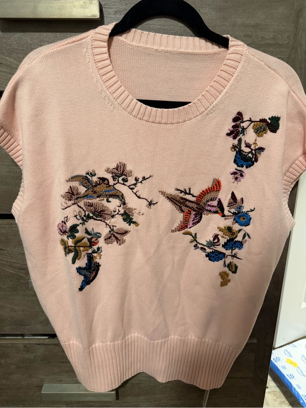Commense Pale Pink Embroidered Crewneck Sweater